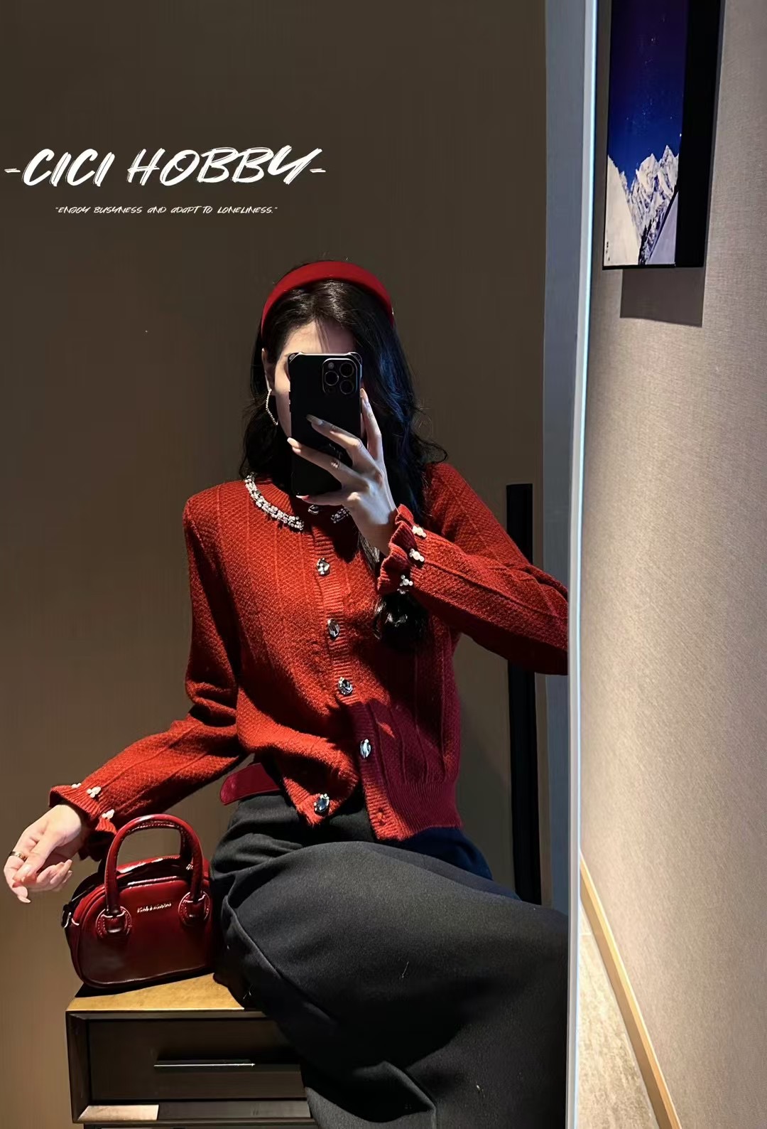 秋冬白色小香风重工钉珠毛衣开衫针织外套女设计感小众气质上衣